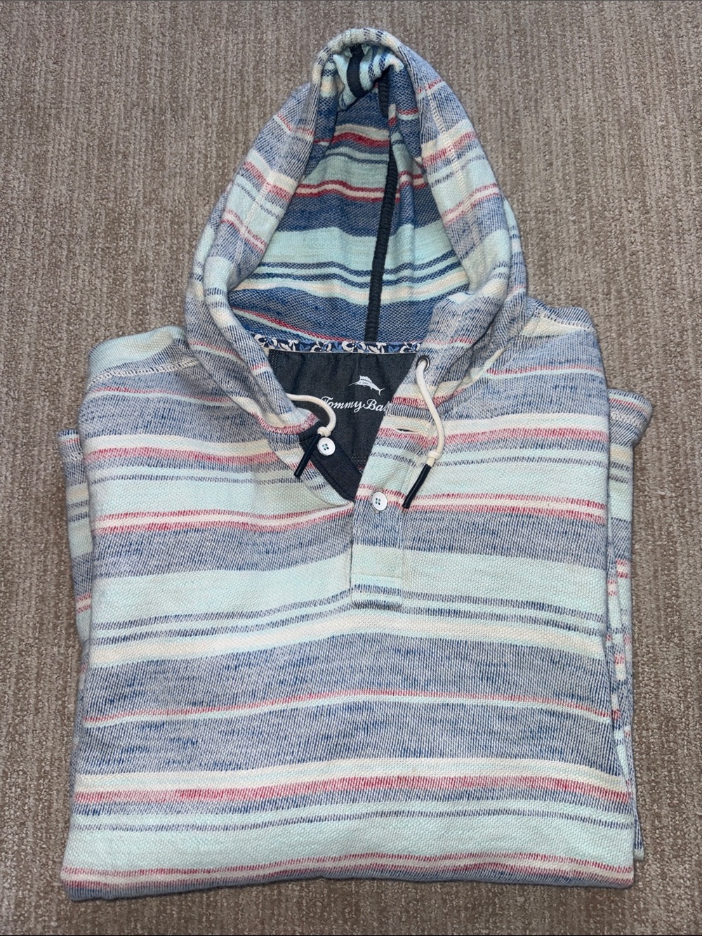 Tommy Bahama Playa Azure Hoodie Men XXL Multicolor Stripe French Terry Coastal